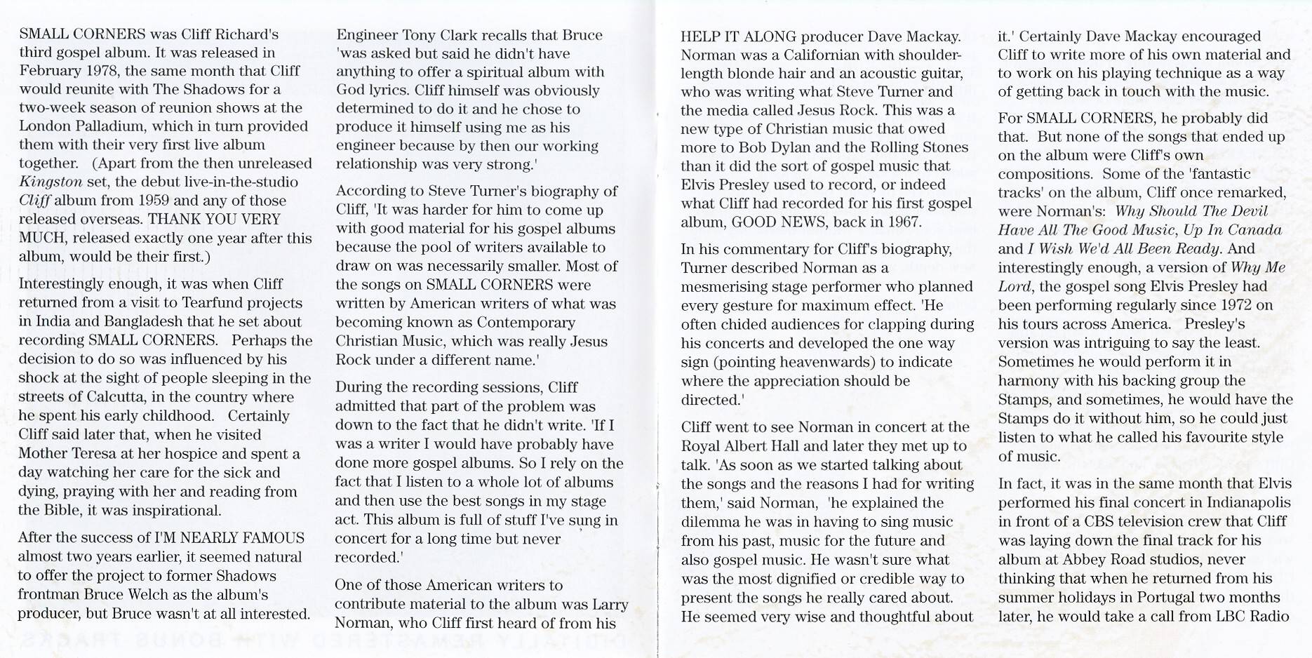 Cliff Richard Small Corners : Booklet 2